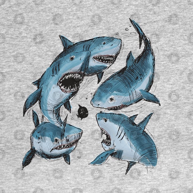 Mako Sharks Hand Drawn by Mako Design 